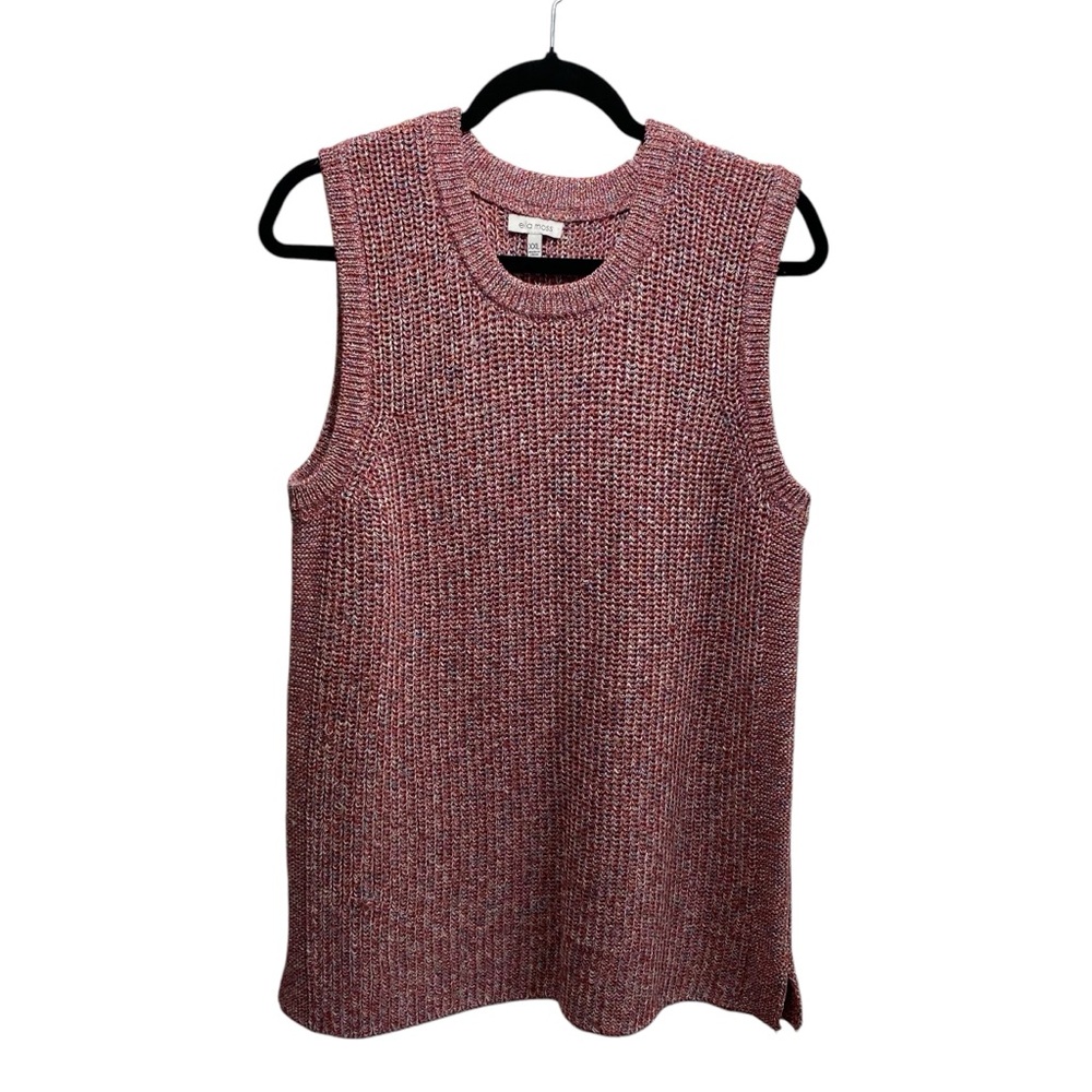 Ella Moss‎ Womens Juniors Sweater Vest Pink XXL Knitted Crew Neck Preppy Chunky